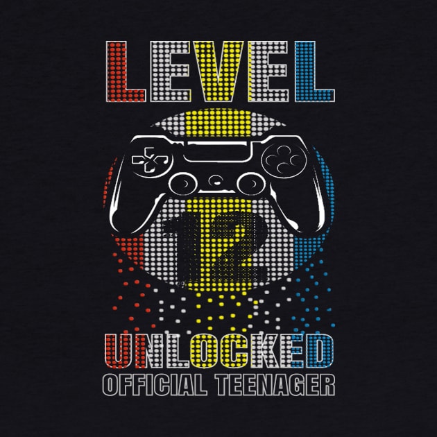 Official Teenager 12th Birthday T-Shirt Level 12 Unlocked by sufian